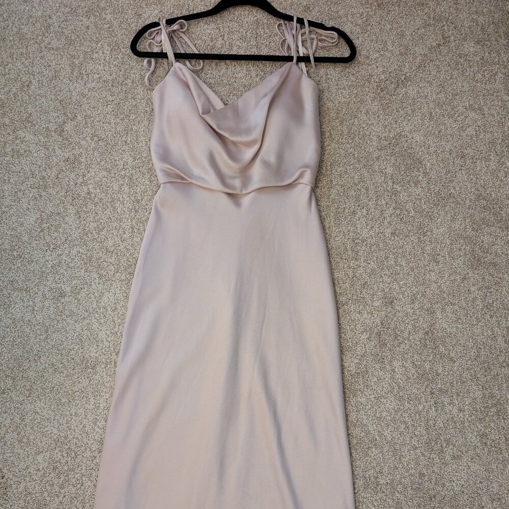 JENNY YOO 'Kat' Satin Cowl Neck Slip Dress | Pink | Size 4 | Altered
